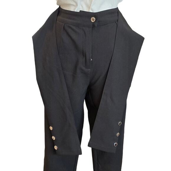 Maniere De Voir Black High Waist Tie Wrap Pants NWT Sz US10 - Picture 4 of 9